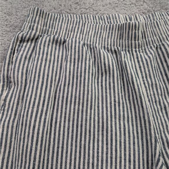 Old Navy Cropped High-Rise Straight Pull-On Pants XL Tall Striped Linen Blend - Picture 2 of 12